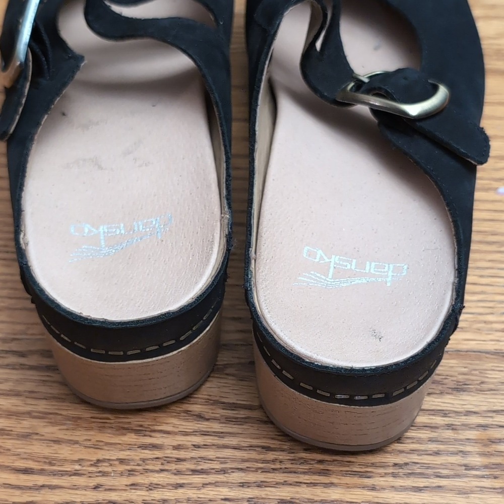 Dansko Britney Women's Black Leather Clogs EU 38 US 8 Arch Support Wedge - Picture 7 of 8